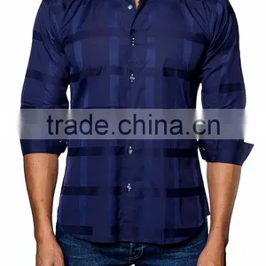 Deep Blue Men's Flannel Plaid Shirt Made of High Quality Fabric thumbnail-1