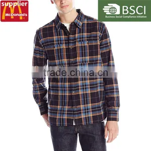 2017 Trend Long Sleeved Different Colors Plaid Cotton Flannel Shirt thumbnail-1