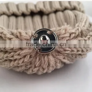 Myfur Wool Blend Knitted Beanie Hat With Matched Color Real Raccoon Fur Ball thumbnail-5