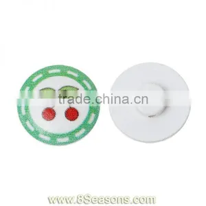 Wood Painting Sewing Buttons Scrapbooking Round Green Cherry Pattern 20mm Dia,100PCs,Bulk thumbnail-1