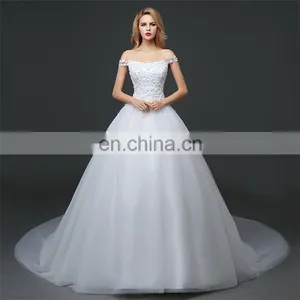 HS1610 Latest Applique Off Shoulder Long Train Bridal Gown Wedding Dress 2017 thumbnail-1