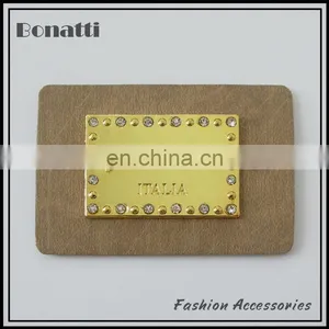 Leather Metal Labels pu Patches With Rhinestone for Jeans thumbnail-1