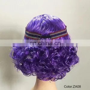 Synthetic Purple Short Wigs With Headband P-W235 thumbnail-6