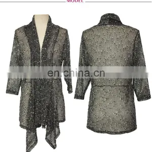 Old Lady Mesh Three Quarter Sleeve Plus Size Cardigan Normal Wear thumbnail-3