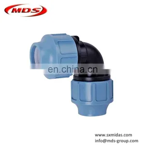 PP Compression Pipe Fittings 90 Degree Elbow for Water Distribution Irrigation thumbnail-1