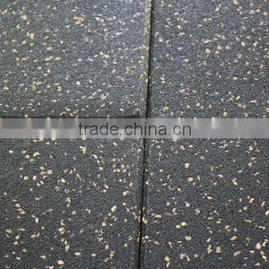 1M*1M Rubber Flooring/Ruber Mat/Rubber Tiles Black With Blue Spot thumbnail-1