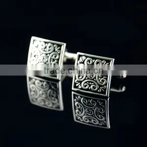 Vintage Black Pattern Mens Party Gift Shirt Cufflinks Cuff Links French Silver thumbnail-3