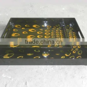 Lacquer Tray, Mother of Pearl Tray, Square Tray thumbnail-1