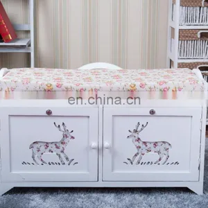 Wooden Shoe Storage Bench Stools Chest Cabinet With Cushions Seat Ottomans thumbnail-1