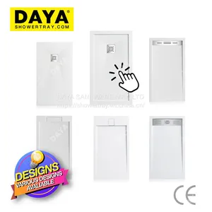 Marble Custom Made Stone Resin Shower Pan Base Anti Slip Shower Tray for Bathroom thumbnail-3
