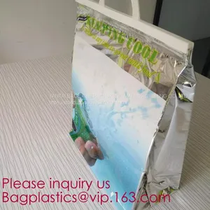 Aluminum Foil Insulated Cooler Bags Waterproof Folding Thermal Lunch Bag,Zip-Lock Grocery Handle Thermal Insulation Cool thumbnail-5