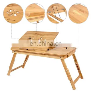 Bamboo Laptop Desk Board With Desk Drawer New Design Adjustable Bamboo Laptop Holder Desk thumbnail-5