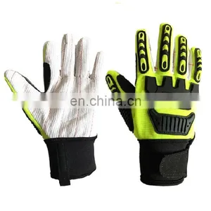 Hi-Vis Cotton Chore Palm TPR Knuckle Resistant Protection Drilling Gas Work Oilfield Impact Gloves thumbnail-2