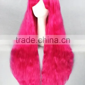 Cheap Wholesale Long Curly 70cm Rose Pink Cosplay Lolita Synthetic Women Party Wig thumbnail-2