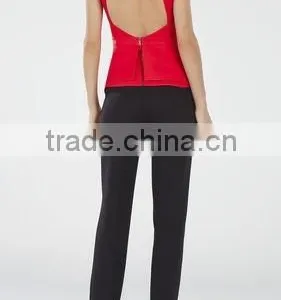2015 China Manufacturer Customized Fashion Ladies Red Sleeveless Peplum Tops thumbnail-3