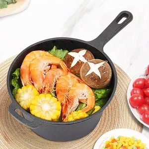 Hot Sale Morden Style Pre-seasoned Vegetable Oil Coating Cast Iron Soup Pot Sauce Pan With Lid thumbnail-3