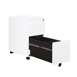 Modern 3-Drawer Mobile Pedestal Cabinet Metal Storage for Home Office School & Hospital Use thumbnail-3