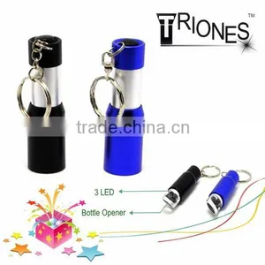 (1500348) Promotional Aluminum Mini 3 LED Flashlight Keychain With Bottle Opener thumbnail-1