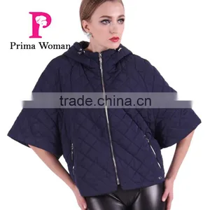 New Product 2016 Factory Price Polyester Cotton Fabric Spring Short Bat Coat Women With Hat thumbnail-2