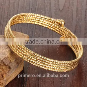 India Spiral Spring Multilayer 18k Gold Plated Bracelet Bangle Wedding Jewelry thumbnail-2