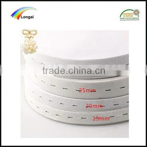 15mm, 20mm, 25mm Width White Polyester Buttonhole Elastic Webbing Band Tape thumbnail-1