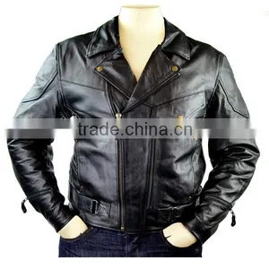 Golden Buttons Motorcycle Men Leather Custom Man Jackets thumbnail-1