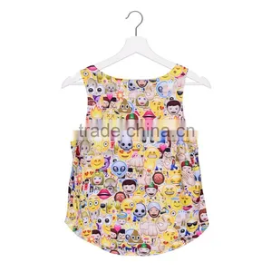 2016 New Women 3D Print Emoji Crop Tops For Women Blusas thumbnail-5