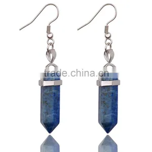 Lapis Lazuli Point Pendant Earrings for Gifts thumbnail-1