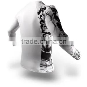 Polyester Spandex Long Sleeves Compression Shirt / Rash Guard With Sublimated Design at Sleeves and Sides thumbnail-2