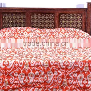 Ikat Kantha Quilt Ikat Kantha Cotton Bedding Bed Cover thumbnail-2