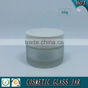 30ML Frosted Glass Cream Jar With Wooden Plastic Caps thumbnail-4