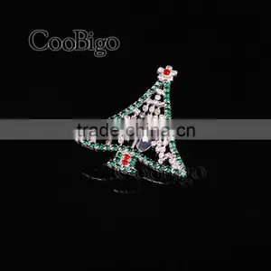 Fashion Jewelry Inlay Rhinestone Chain Welding Christmas Tree Pin Brooch Christmas Party Gift Promotion Apparel Accessories thumbnail-1