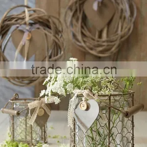 Decorative Glass Flower Planters With Wire Mesh Basket thumbnail-1