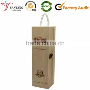 Unfinished Red Wooden Wine Box Empty Pine Wood Wine Packing Box With Handle Quality Choice thumbnail-2