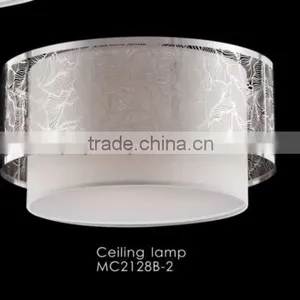 Two Tiers Aluminum Ceiling Lamp Steel Outside and White Fabric Inside thumbnail-1