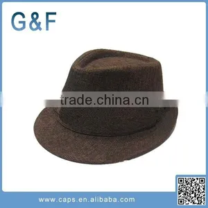 New Style Top Selling Black Fedora Hat With White Band thumbnail-4