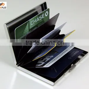 Luckiplus Inventory RFID Blocking Aluminum Credit Card Holder for Men & Women, Cool Slim Metal Busin Black thumbnail-2