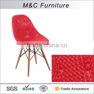 Inexpensive High Back Red pu Bar Stool With Wood Legs thumbnail-1