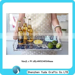 Customize Acrylic Beer Tray With Handle, Plexiglass Serving Tray, Lucite Fruit Tray thumbnail-1
