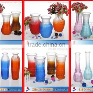 Colored Glass Vases Semi-Color Sprayed Cheap Colored Glass Flower Vase thumbnail-6