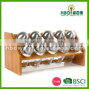 Spice Jar Set With Bamboo Rack Wholesale thumbnail-1
