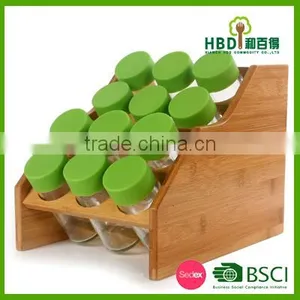 Buy Glass Spice Set With Bamboo Rack ,spices Glass Container Set,candle Jars Wholesale thumbnail-1