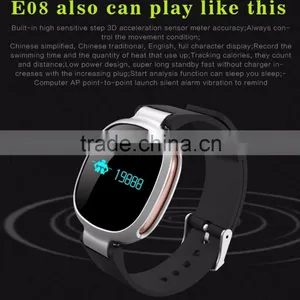 Sport Waterproof Smart Wristband E08 Smart Band Heart Rate Monitor Mp3 Player Fitness Bracelet for OS Android thumbnail-3