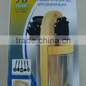 11Pieces Kitchen Utensil Kitchenware Knives Set With Counter Block thumbnail-1