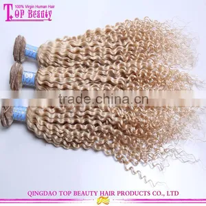 7A Unprocessed Brazilian Blonde Curly Hair Extensions Jerry Curly Virgin Hair Bundles 613# Blonde Hair thumbnail-2