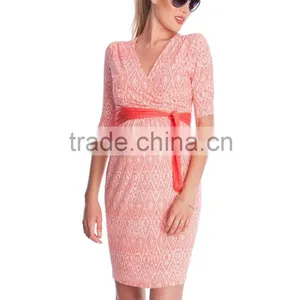 Newest Design Pink and White Maternity Dress Folk Stlye thumbnail-3