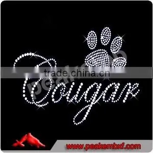Crystal Paw Print Iron on Rhinestone Applique Trim Wholesale For T Shirts thumbnail-1