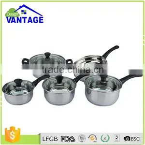 New Arrival 9pcs Cooking Casserole, Saucepan , Frypan Non-stick Stainless Steel Cookware Set thumbnail-1