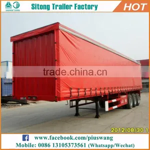 China Best Selling Van Type Curtain Side Semi Trailer Tri-axles Curtain Van Trailer thumbnail-4