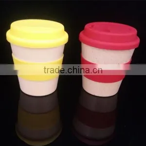 Eco-Friendly Bamboo Fiber Coffee Cup With Silicone Lid and Sleeve Coffee Mug thumbnail-6